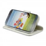 Wholesale Samsung Galaxy S4 Wave Leather Wallet Case with Stand (White)